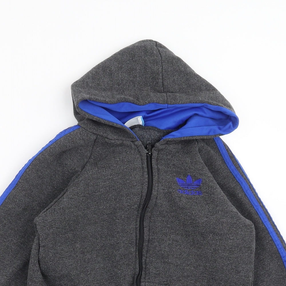 adidas Boys Grey   Full Zip Hoodie Size L