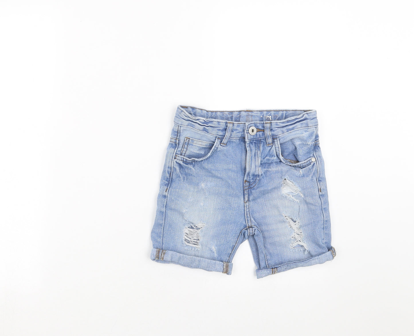 Matalan Boys Blue  Denim Bermuda Shorts Size 7 Years - distressed