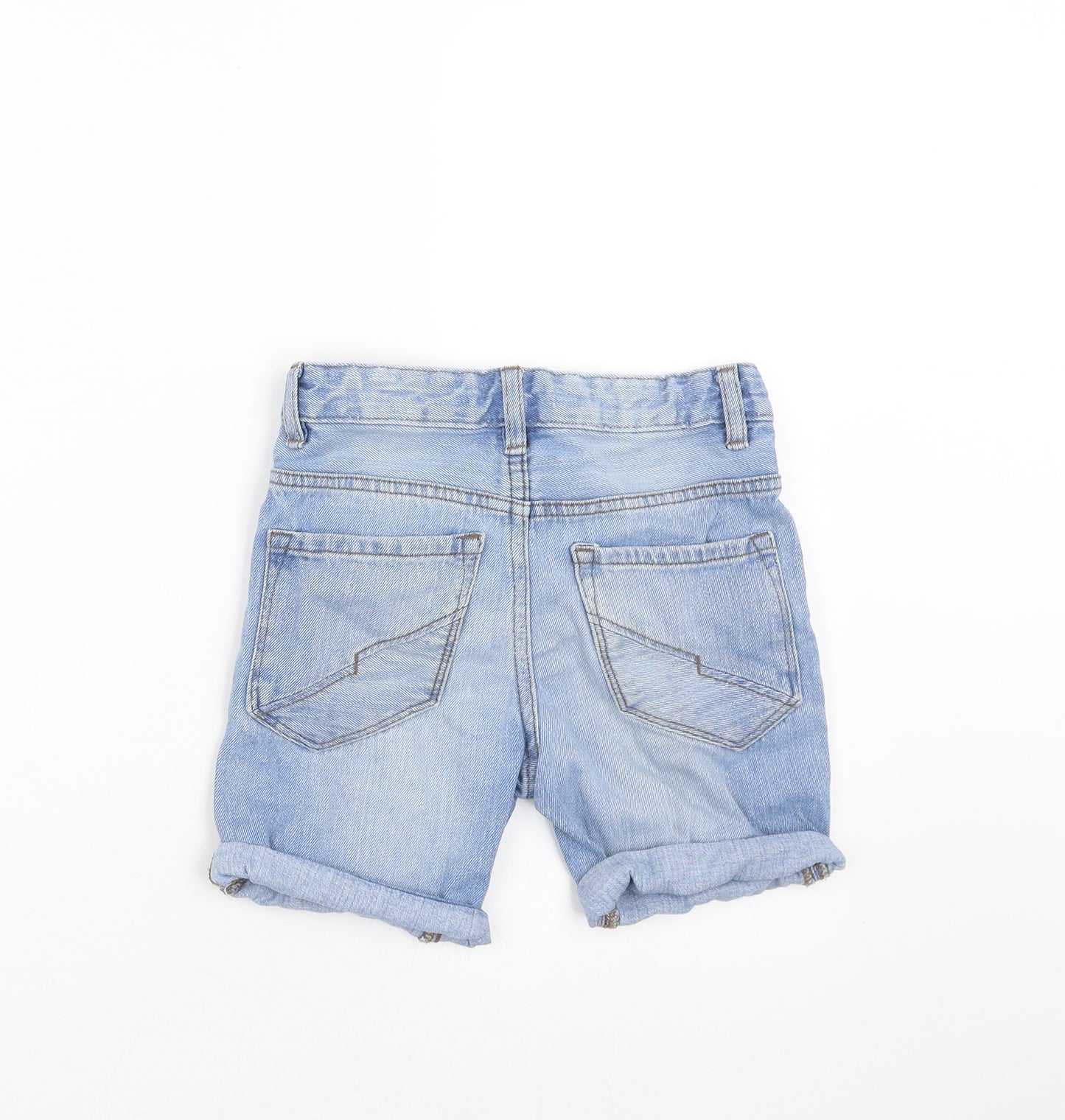 Matalan Boys Blue  Denim Bermuda Shorts Size 7 Years - distressed