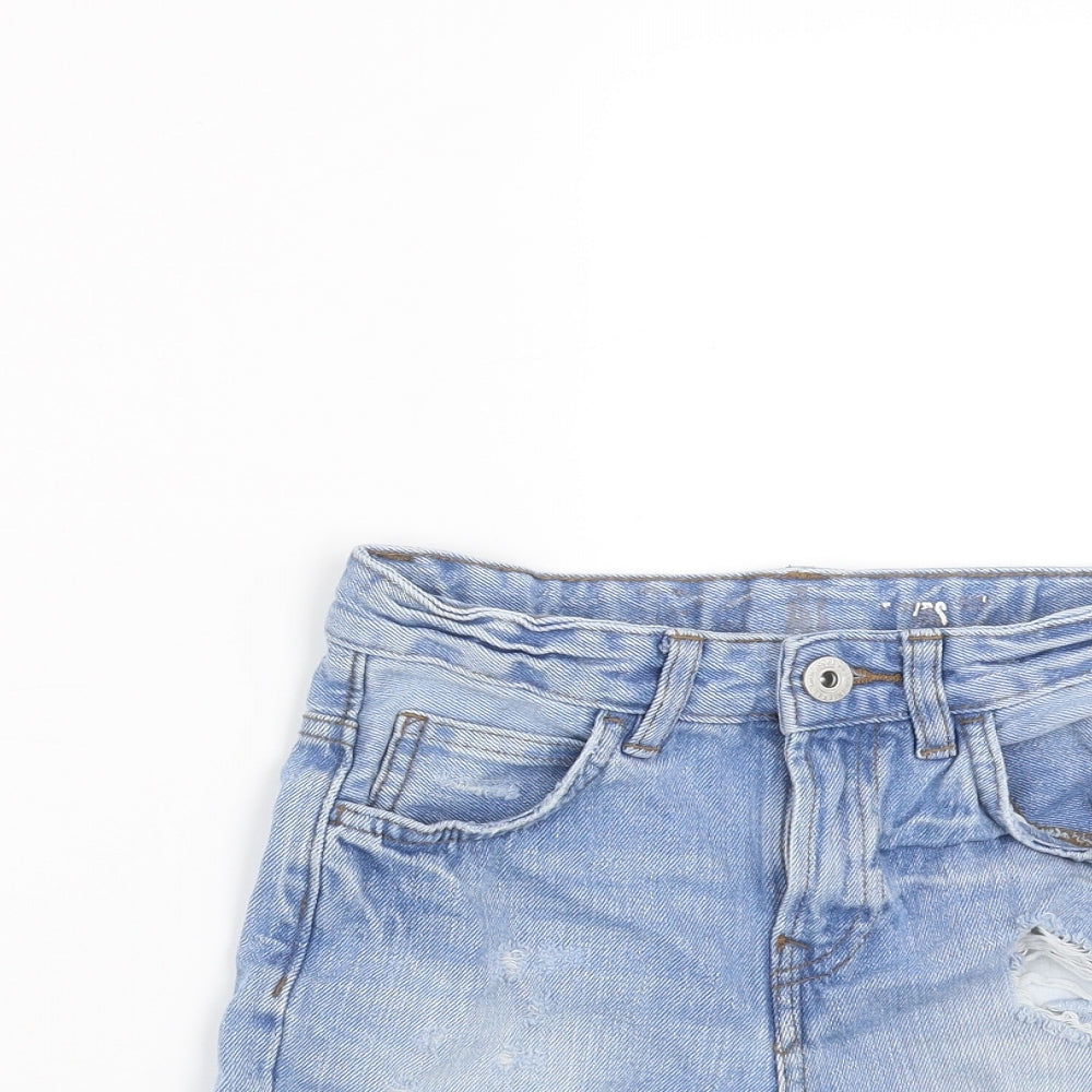 Matalan Boys Blue  Denim Bermuda Shorts Size 7 Years - distressed