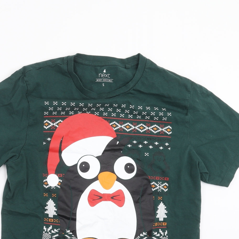 NEXT Mens Green    T-Shirt Size S  - Christmas Penguin