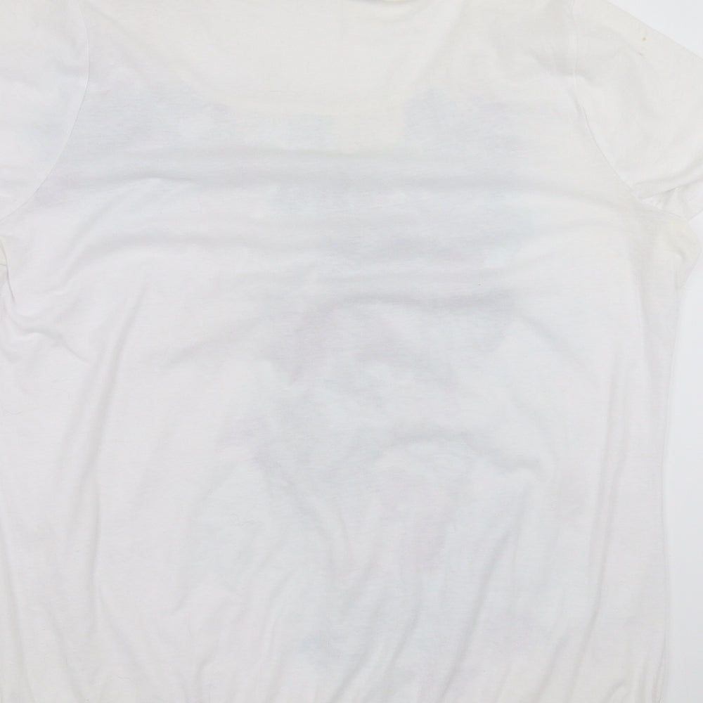 BM collection Womens White Floral  Basic T-Shirt Size 18