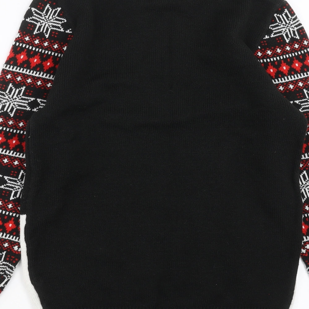 F&F Mens Black  Knit Pullover Jumper Size S  - turkey christmas