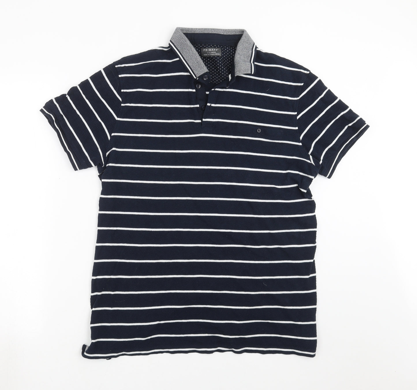 Primark Mens Blue Striped   Polo Size XL