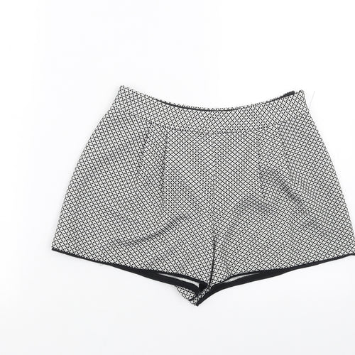 Miss Selfridge Womens Black Geometric  Hot Pants Shorts Size 8