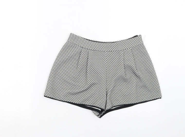 Miss Selfridge Womens Black Geometric Hot Pants Shorts Size 8
