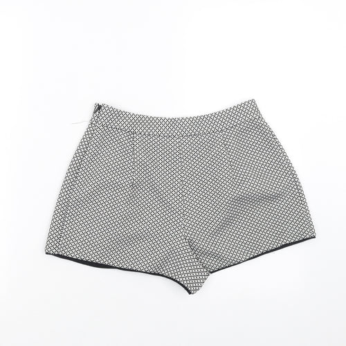 Miss Selfridge Womens Black Geometric  Hot Pants Shorts Size 8