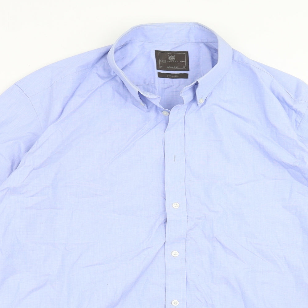 Marks and Spencer Mens Blue    Dress Shirt Size 17