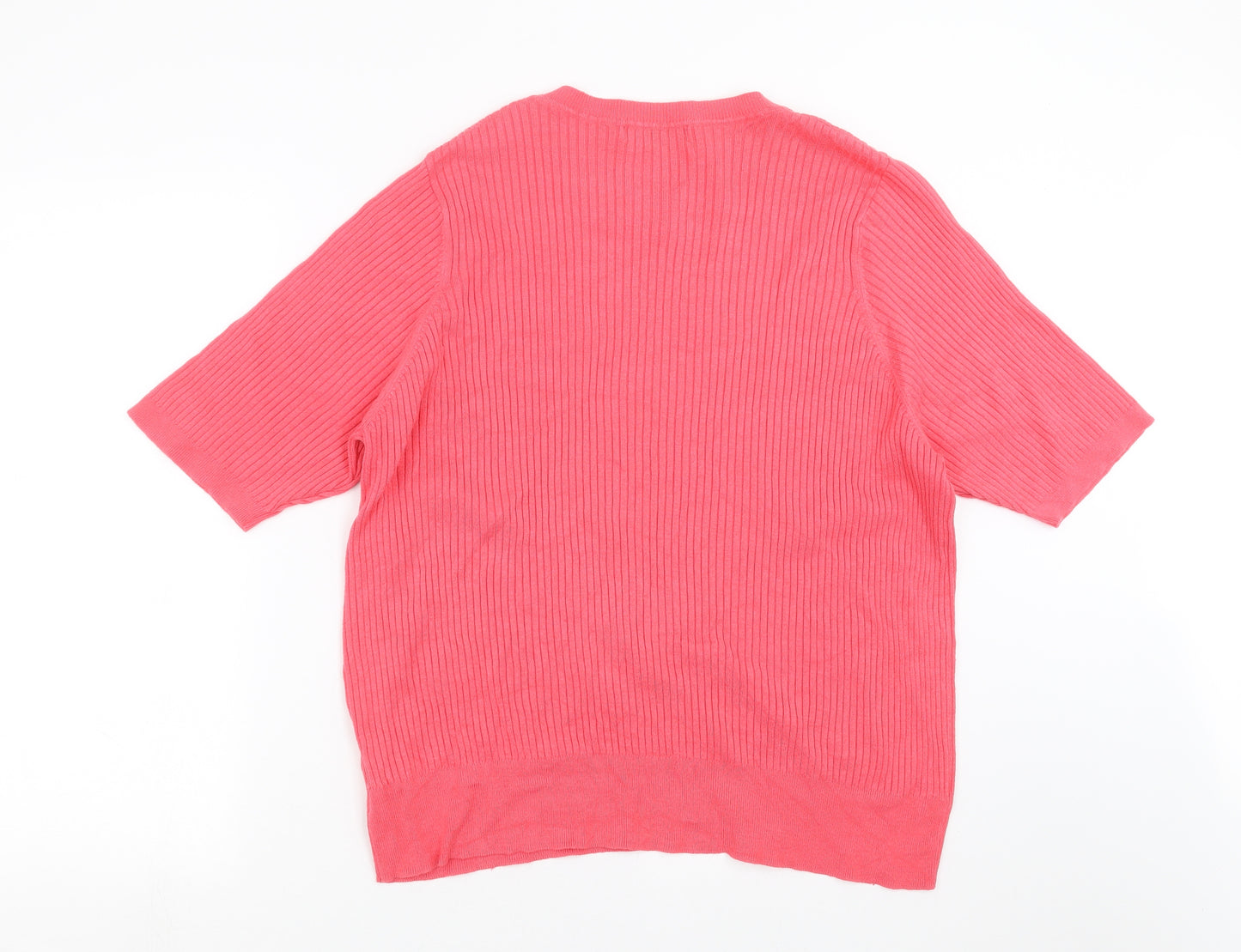 Marks and Spencer Womens Pink Striped Knit Pullover Jumper Size 24