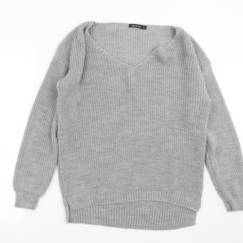 Boohoo Womens Grey  Knit Pullover Jumper Size S