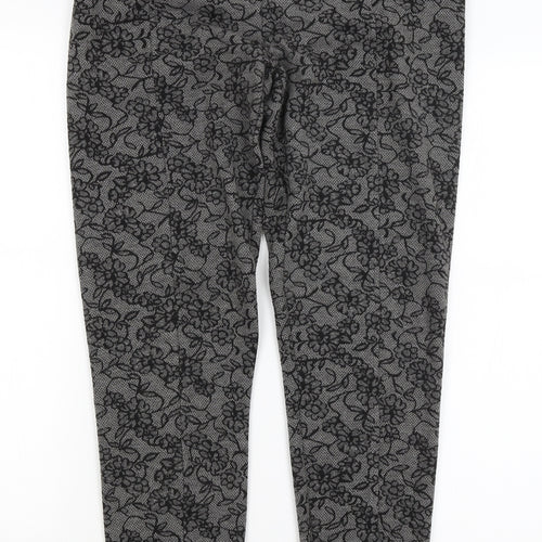 Fansa Womens Black Floral  Trousers  Size 12 L29.5 in