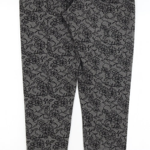 Fansa Womens Black Floral  Trousers  Size 12 L29.5 in