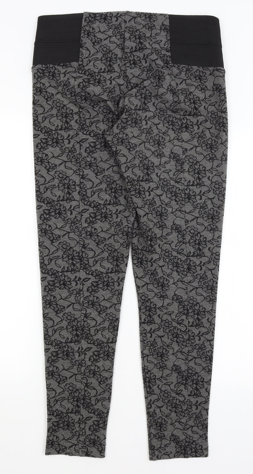 Fansa Womens Black Floral  Trousers  Size 12 L29.5 in