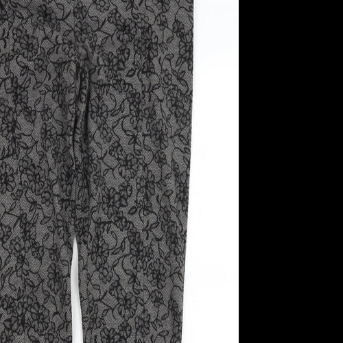 Fansa Womens Black Floral  Trousers  Size 12 L29.5 in