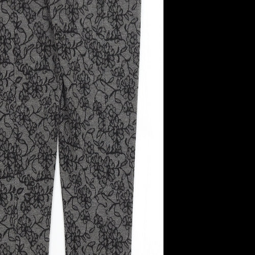 Fansa Womens Black Floral  Trousers  Size 12 L29.5 in
