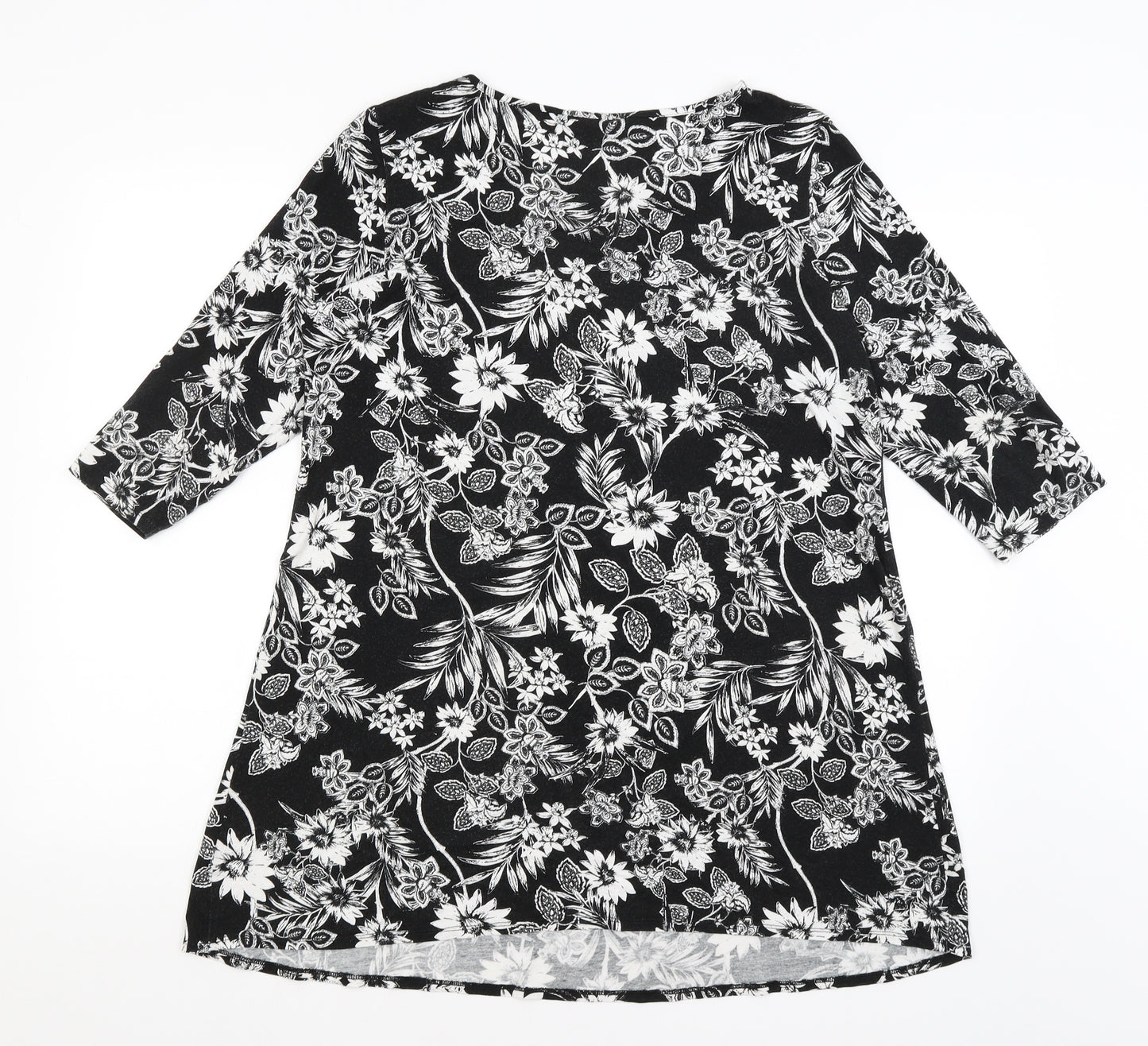 George Womens Black Floral  Basic T-Shirt Size 14
