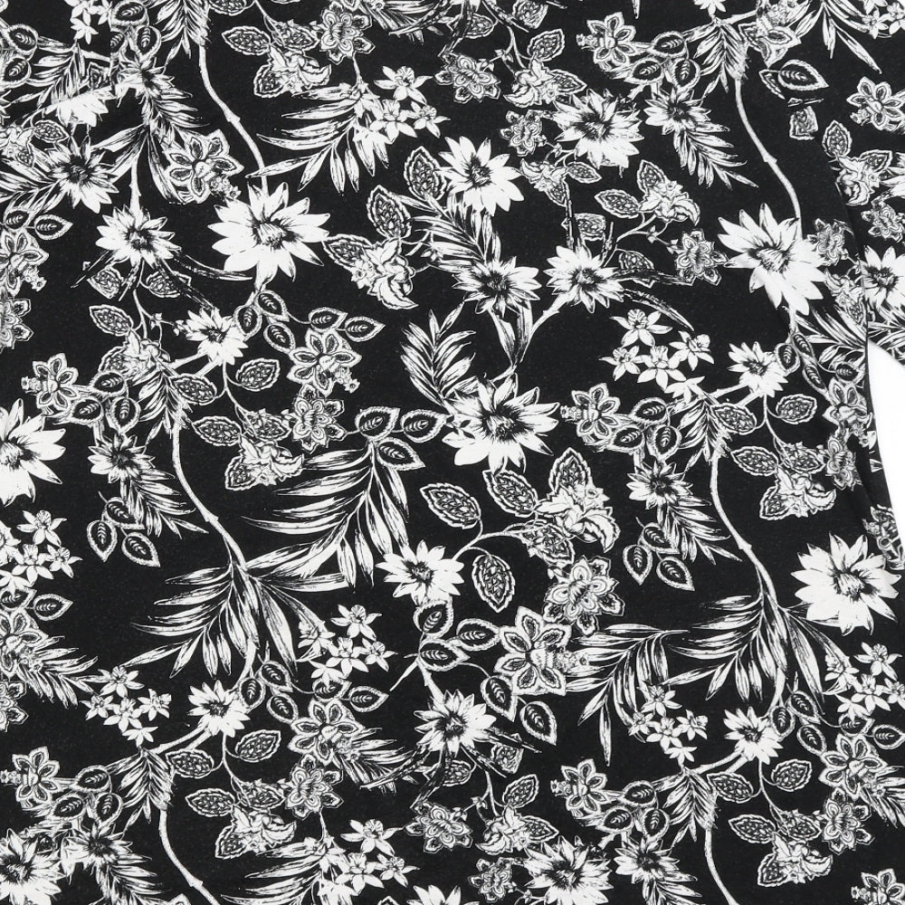 George Womens Black Floral  Basic T-Shirt Size 14