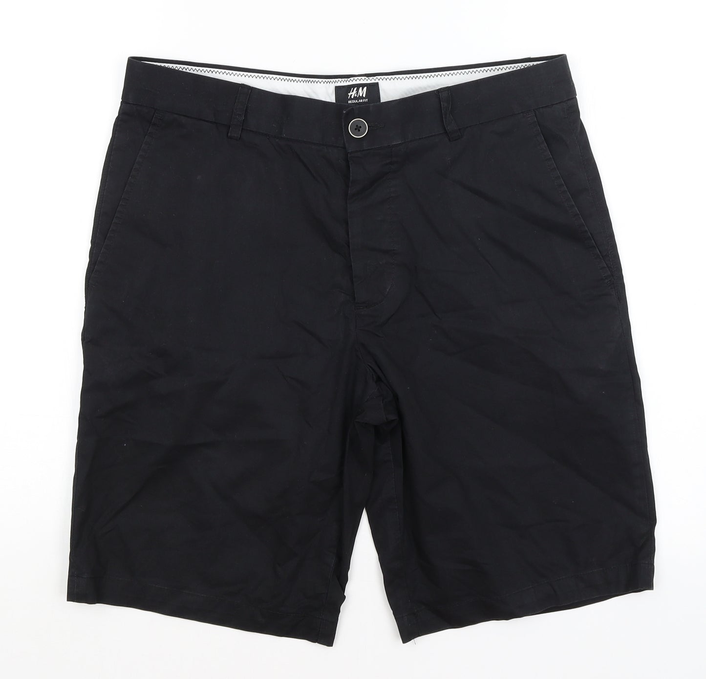 H&M Mens Black   Chino Shorts Size 34 in