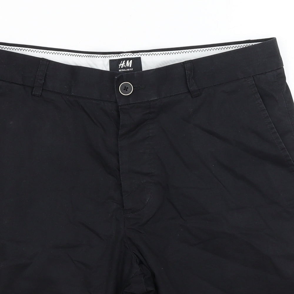 H&M Mens Black   Chino Shorts Size 34 in