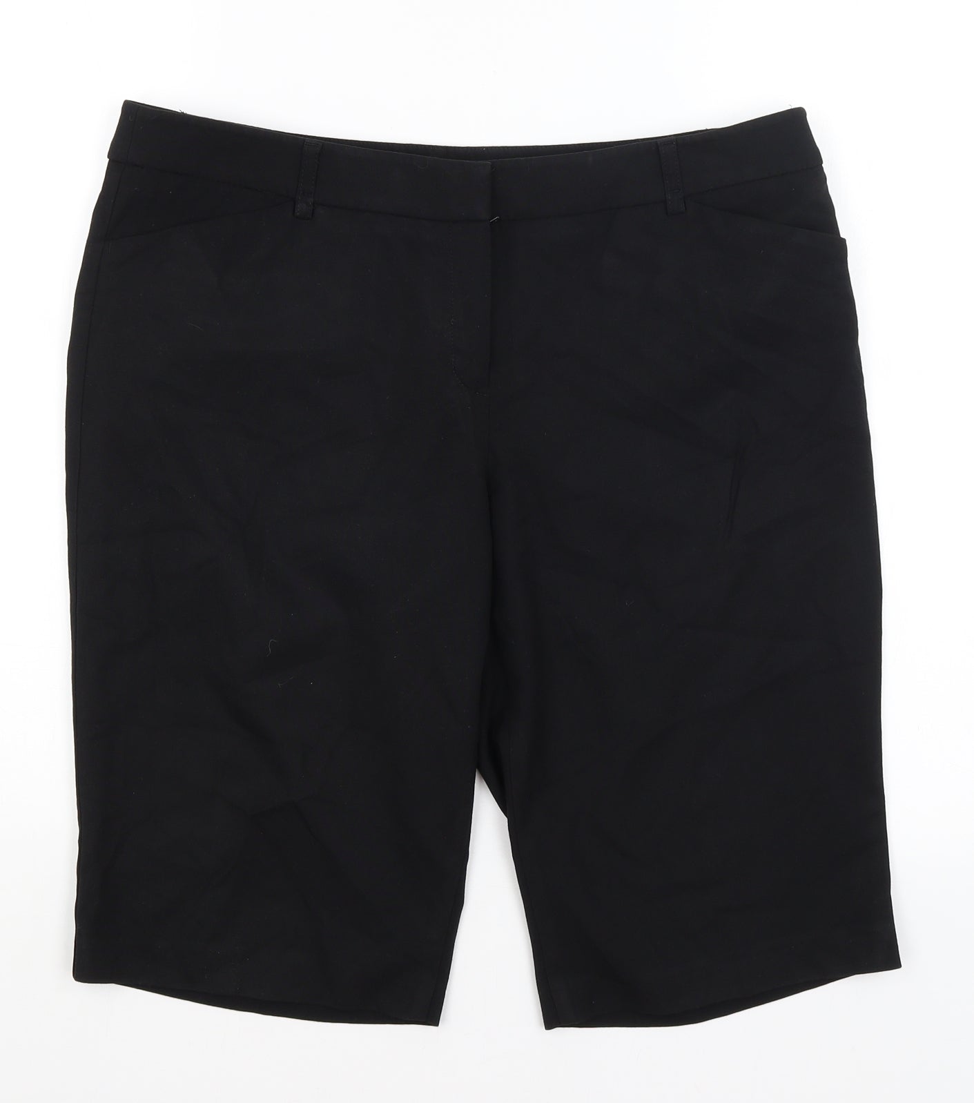 M&S Womens Black   Chino Shorts Size 16