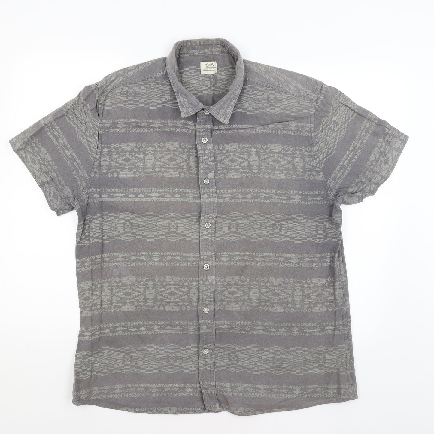 ACW 85 Mens Grey Geometric   Button-Up Size L