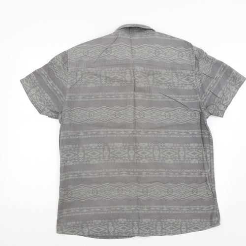 ACW 85 Mens Grey Geometric   Button-Up Size L