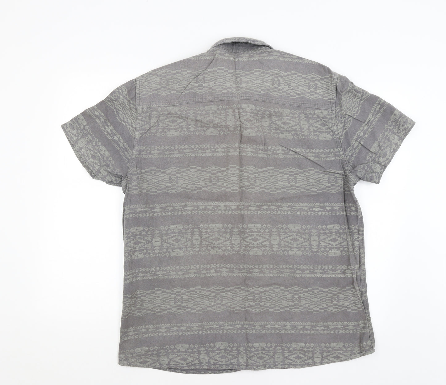 ACW 85 Mens Grey Geometric   Button-Up Size L