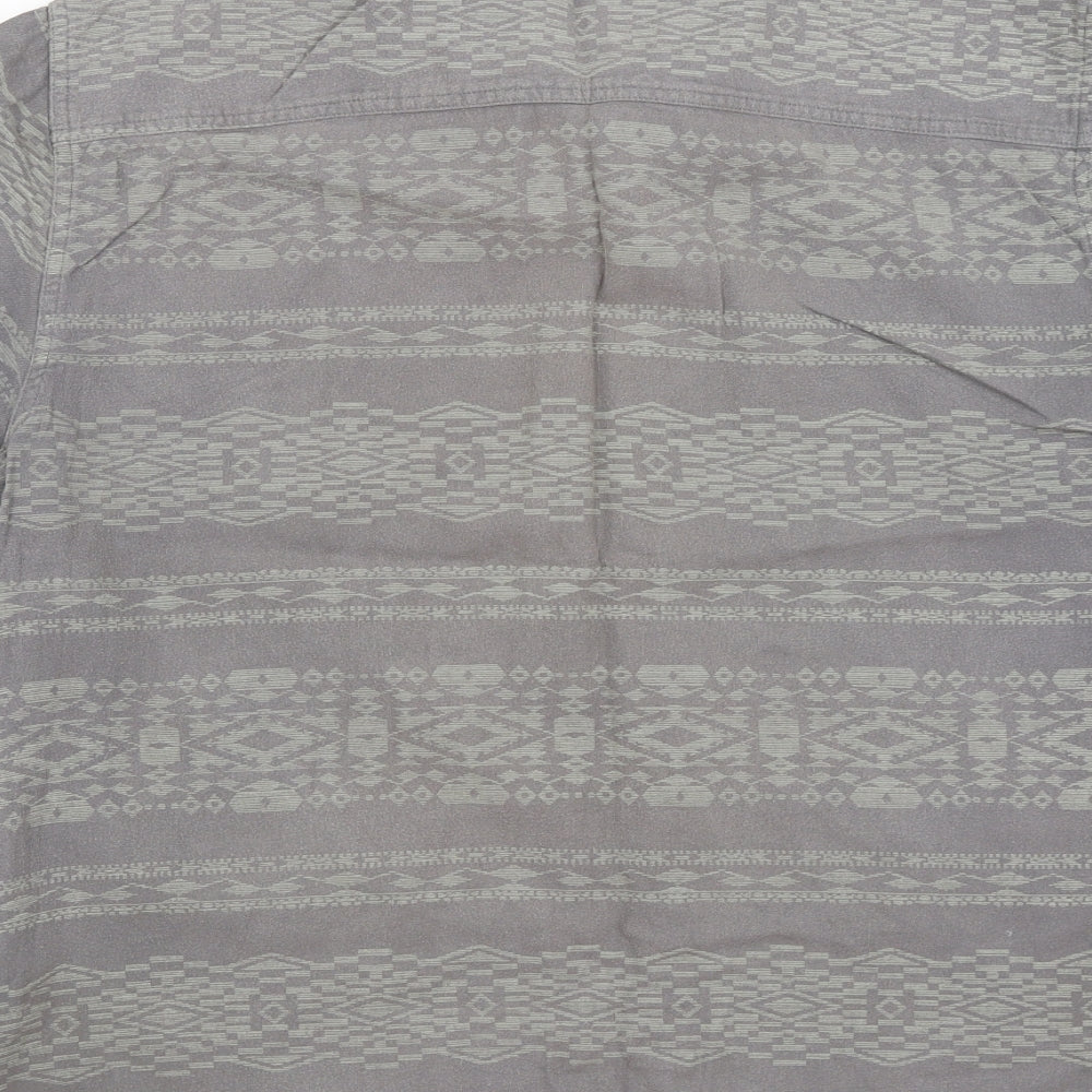 ACW 85 Mens Grey Geometric   Button-Up Size L