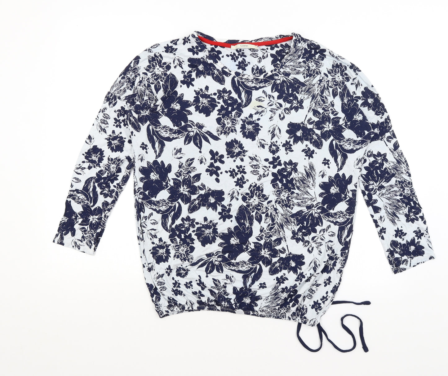 George Womens Blue Floral  Basic T-Shirt Size 16