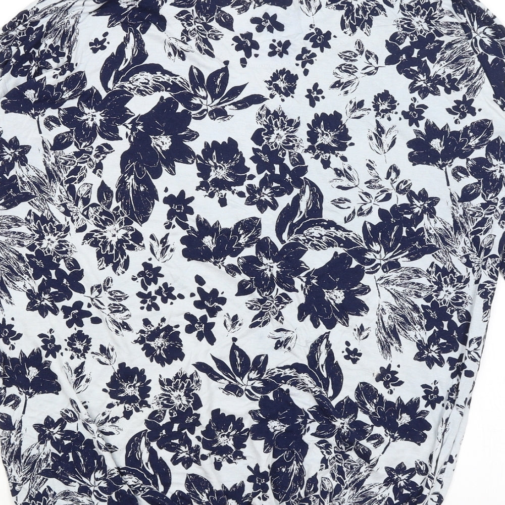 George Womens Blue Floral  Basic T-Shirt Size 16
