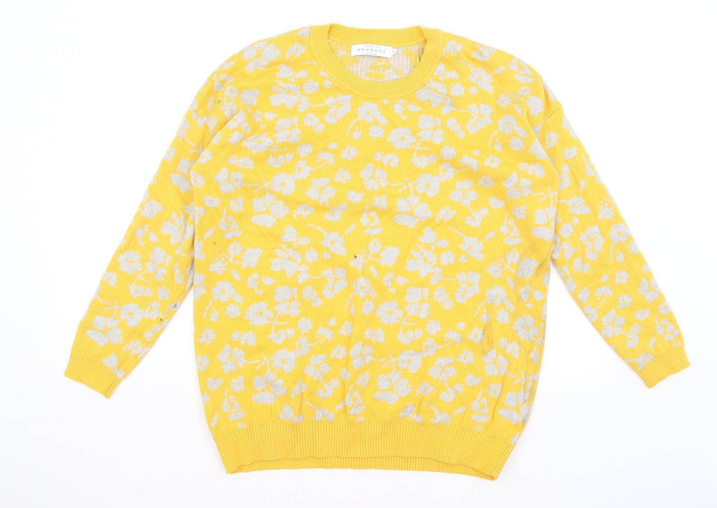 John Lewis Womens Yellow Animal Print  Pullover Jumper Size 12