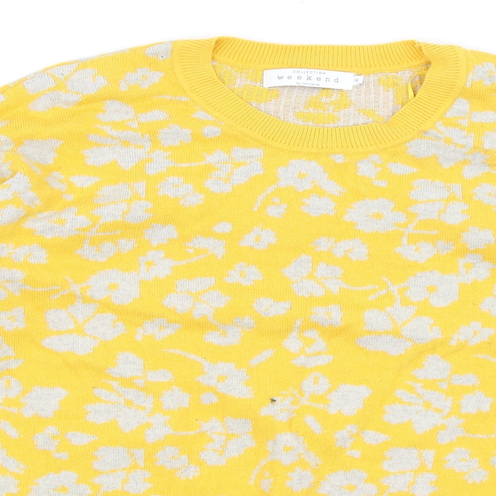 John Lewis Womens Yellow Animal Print  Pullover Jumper Size 12