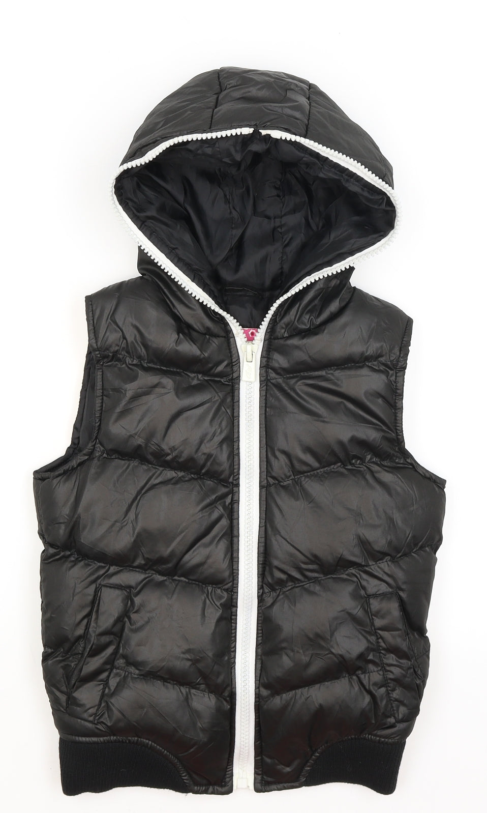 Preworn Boys Black   Gilet Coat Size 7-8 Years