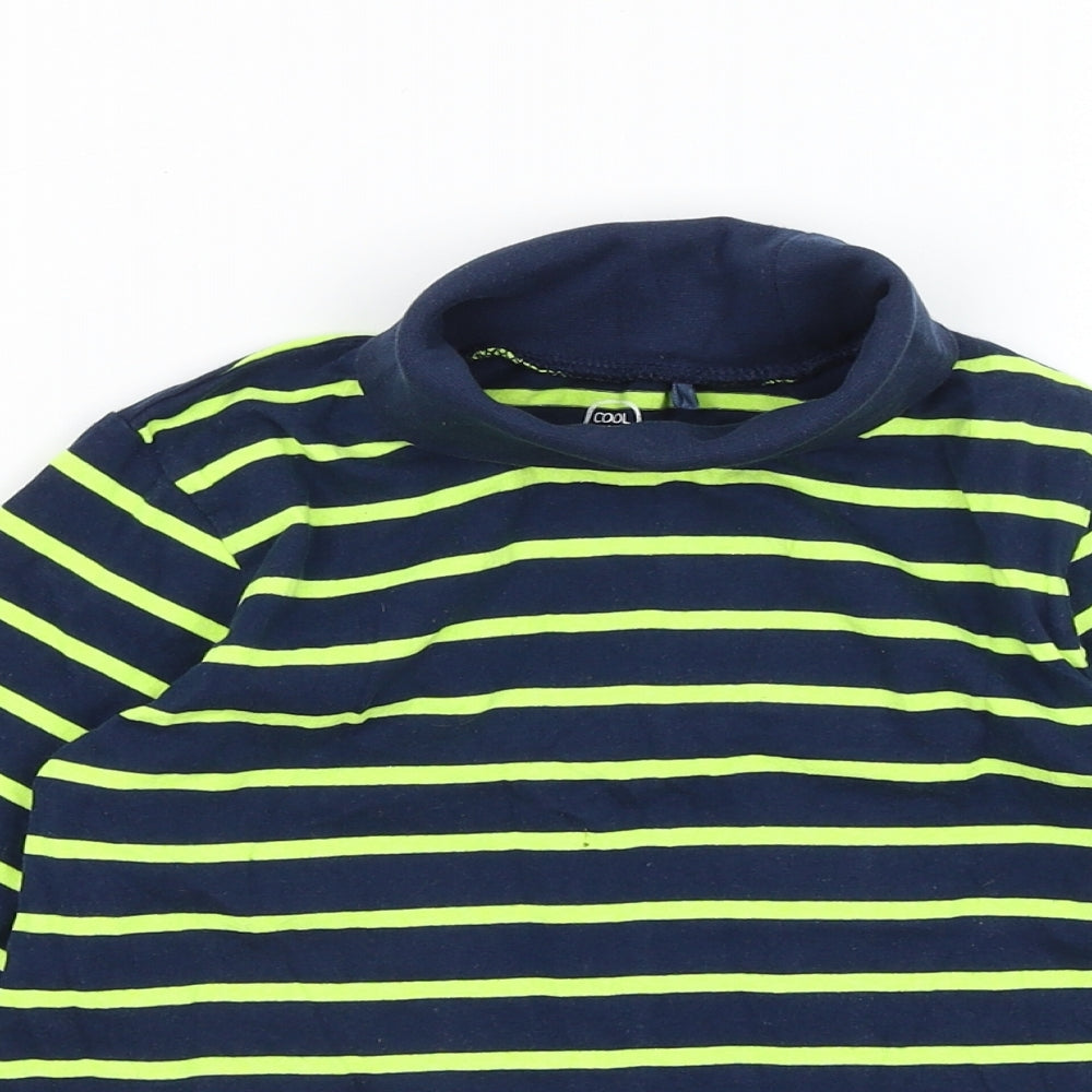Cool Club Boys Blue Striped  Basic T-Shirt Size 8 Years
