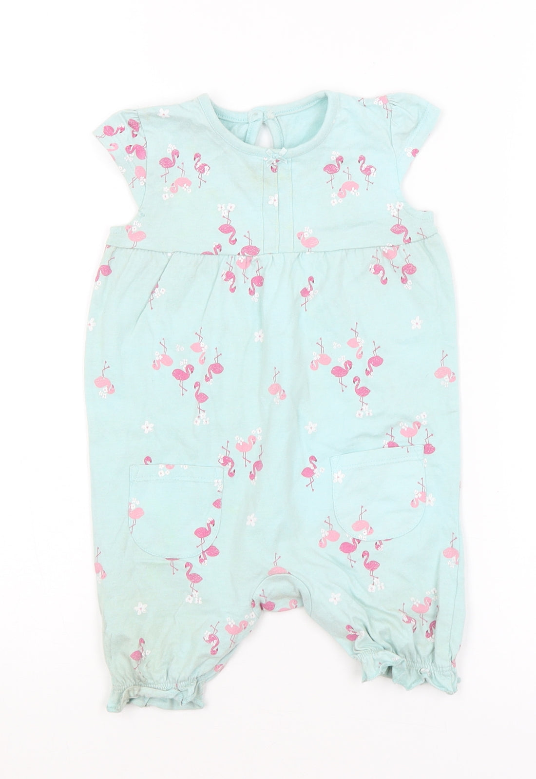 George Baby Blue   Romper One-Piece Size 9-12 Months  - Flamingoes