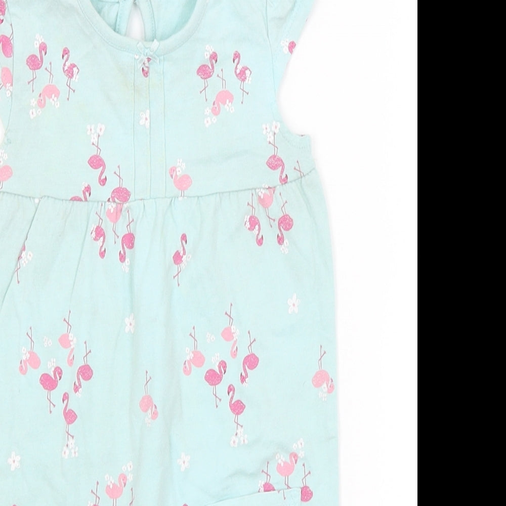 George Baby Blue   Romper One-Piece Size 9-12 Months  - Flamingoes