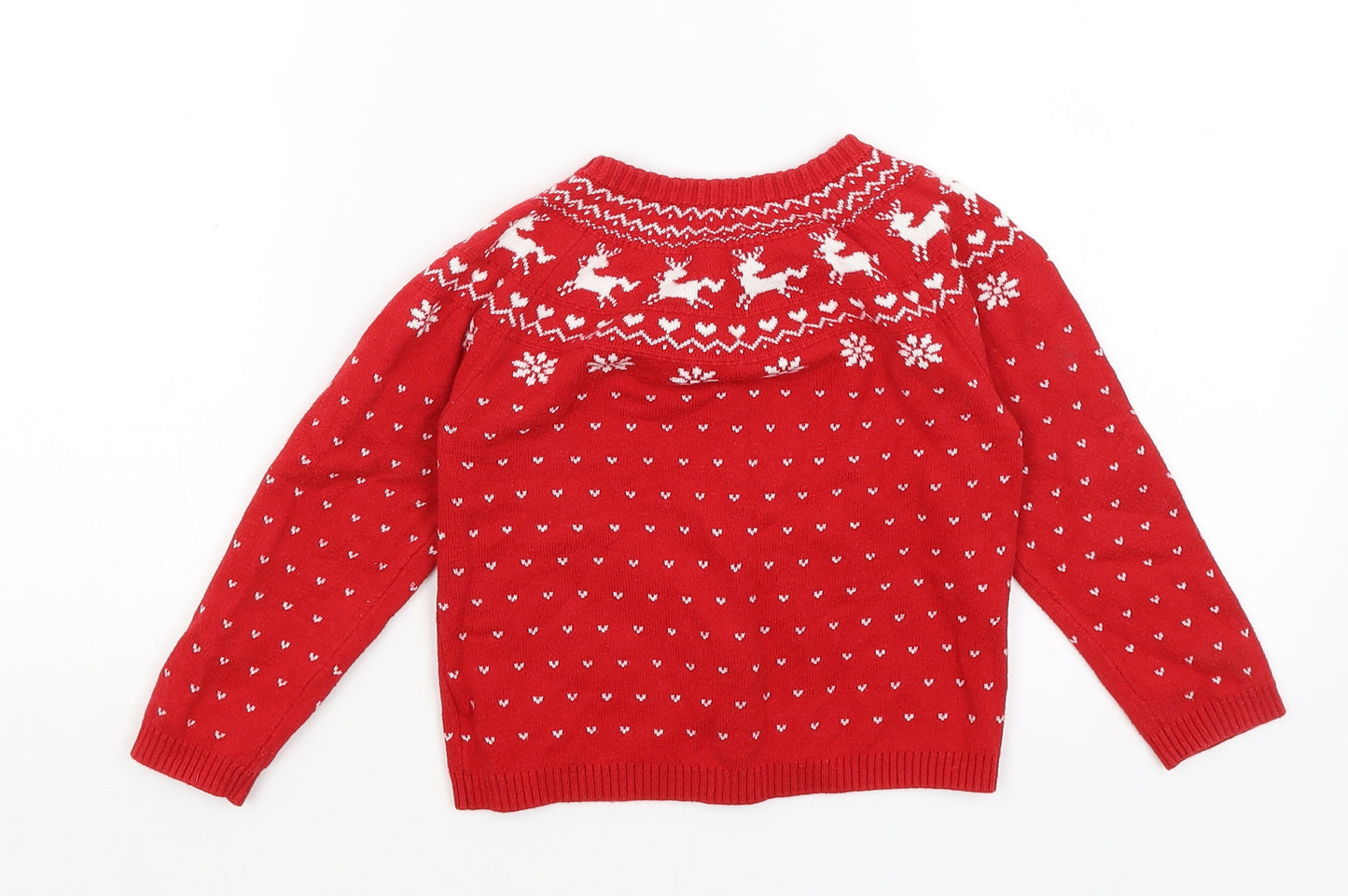 Matalan Girls Red   Cardigan Jumper Size 2-3 Years  - Reindeer