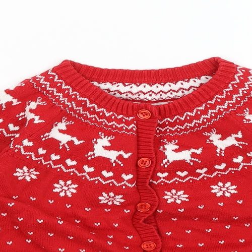 Matalan Girls Red   Cardigan Jumper Size 2-3 Years  - Reindeer