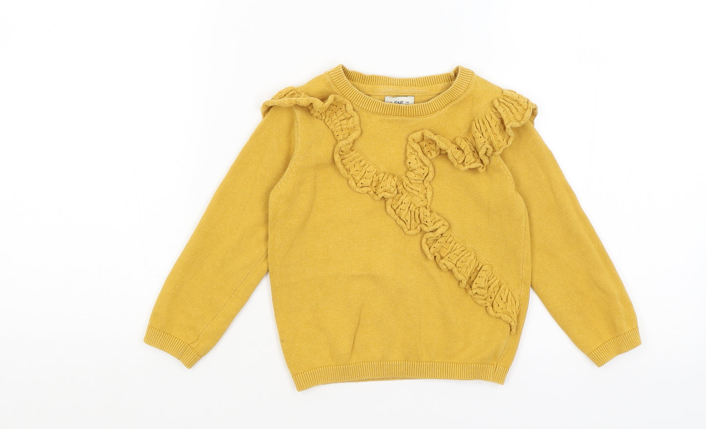 F&F Girls Yellow   Pullover Jumper Size 2-3 Years