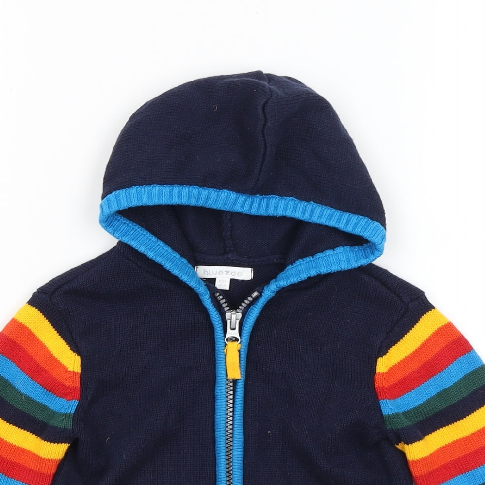 Blue Zoo Girls Blue   Full Zip Hoodie Size 2-3 Years  - Dinosaurs