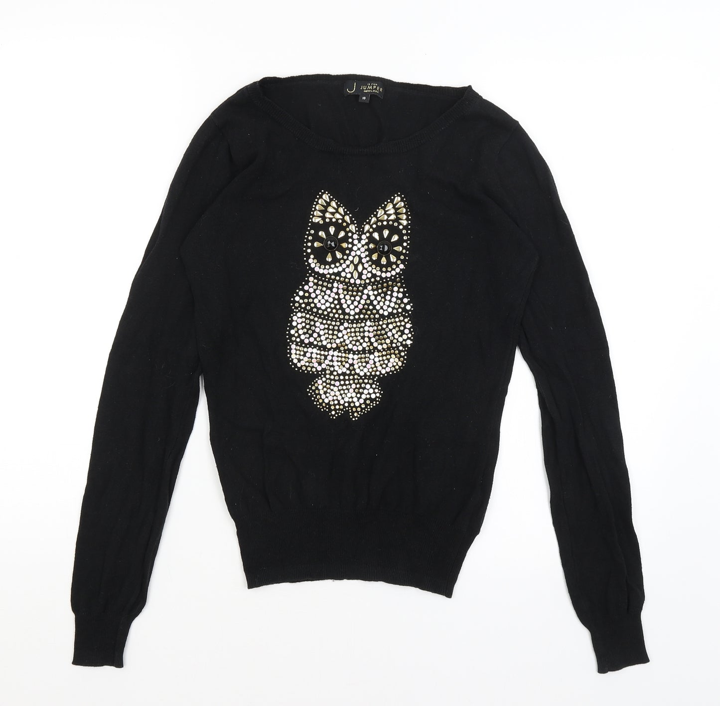 New Look Womens Black   Pullover Jumper Size 10  - Owl