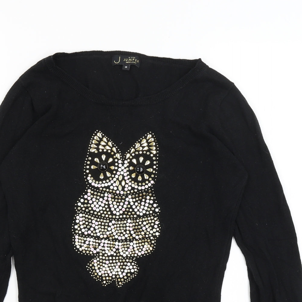 New Look Womens Black   Pullover Jumper Size 10  - Owl