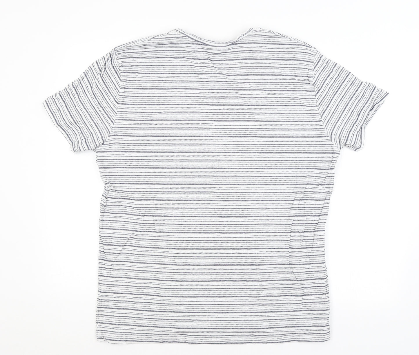 Peacocks Mens White Striped   T-Shirt Size L