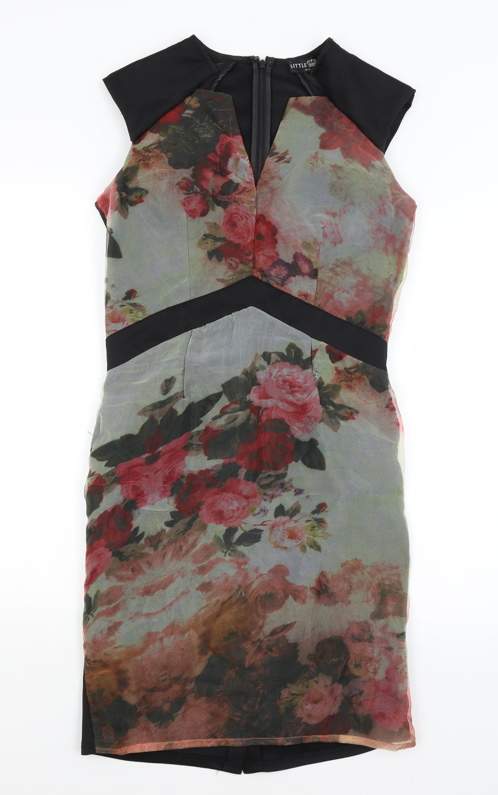 Little Misstress Womens Black Floral  Pencil Dress  Size 12