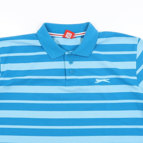 Slazenger Mens Blue Striped   Polo Size L