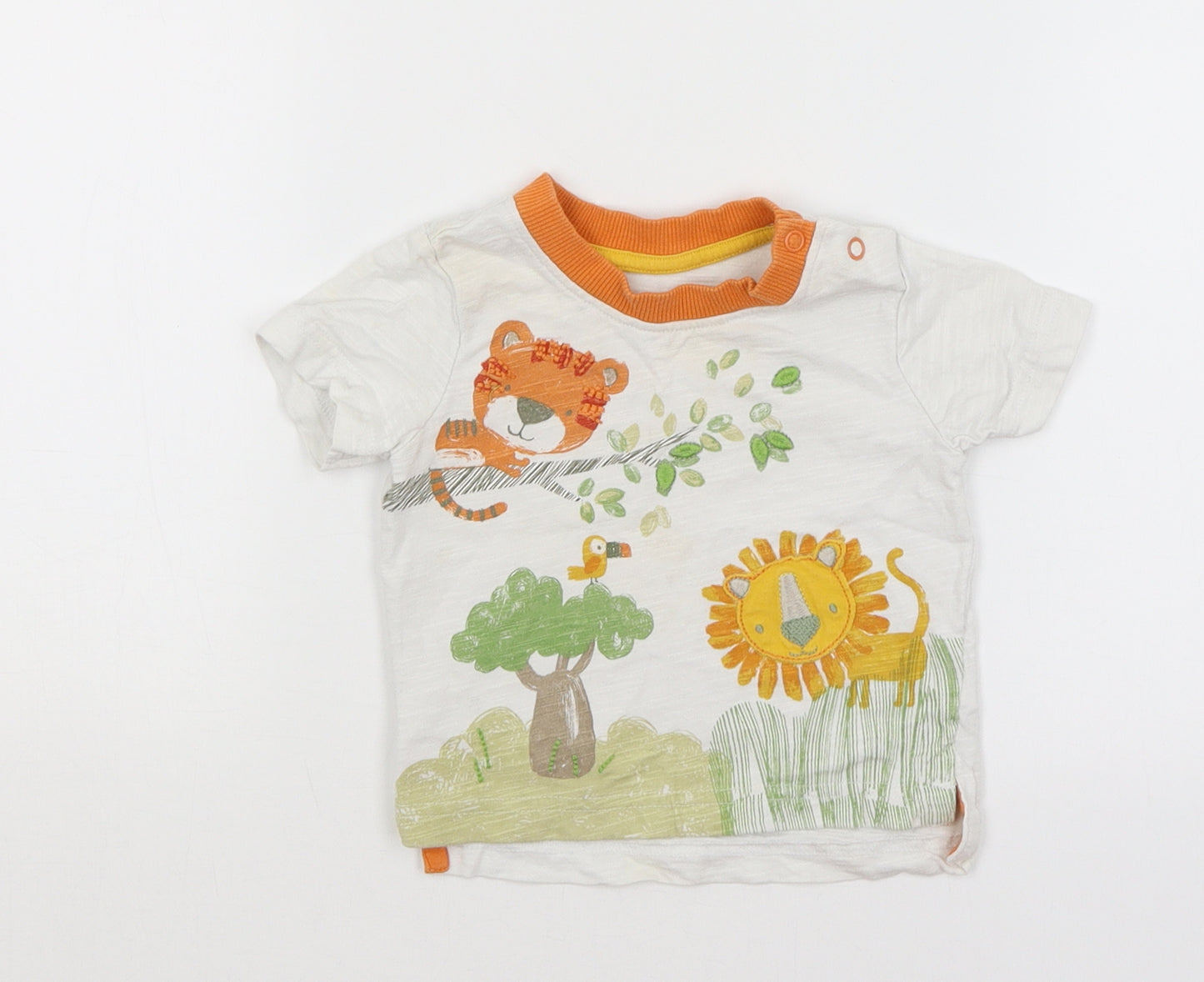 George Baby White   Basic T-Shirt Size 3-6 Months  - Big Cats