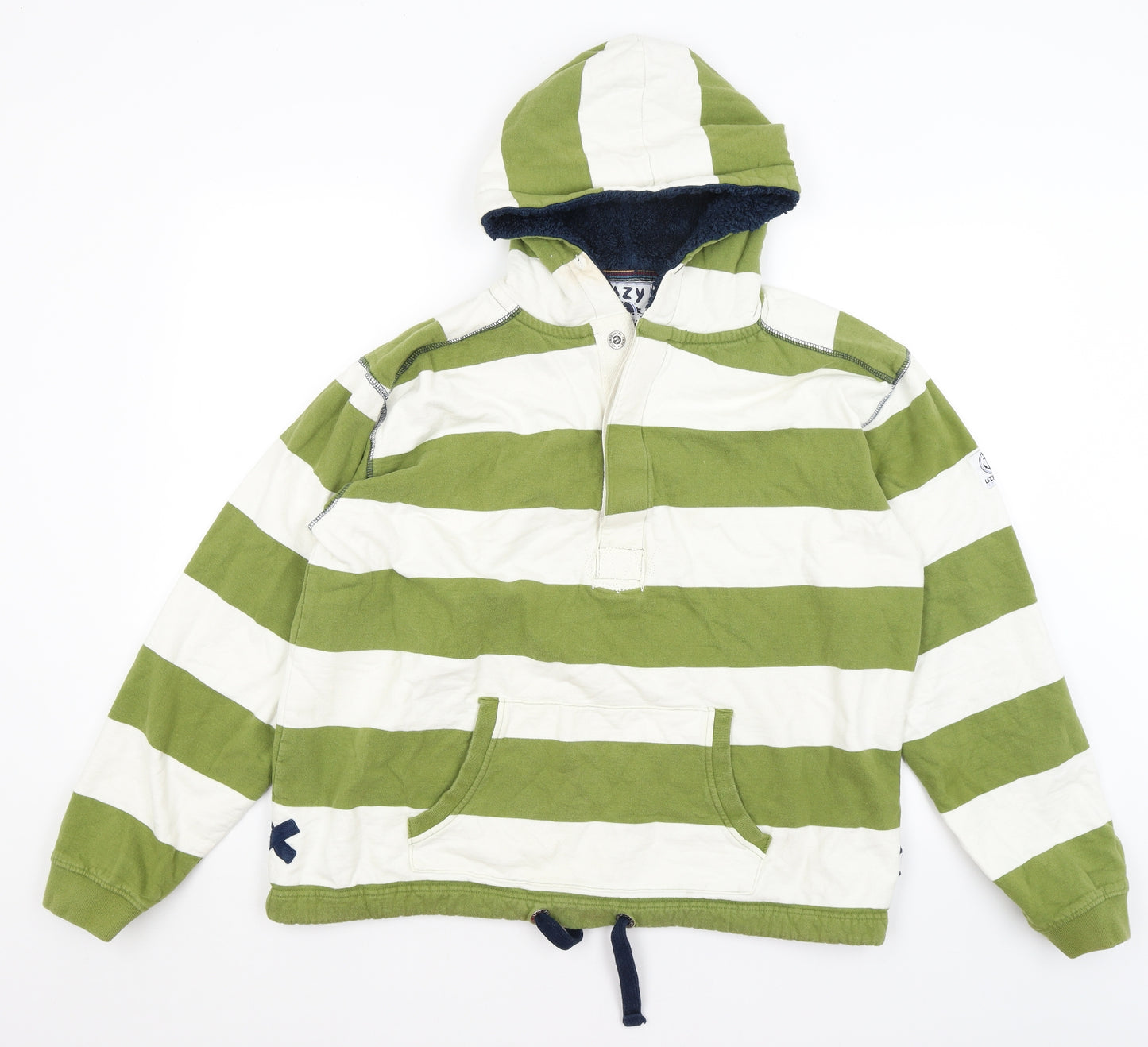 Lazy Jacks Mens Green Striped  Pullover Hoodie Size XL