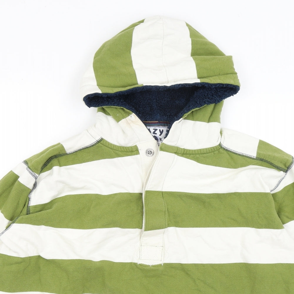 Lazy Jacks Mens Green Striped  Pullover Hoodie Size XL