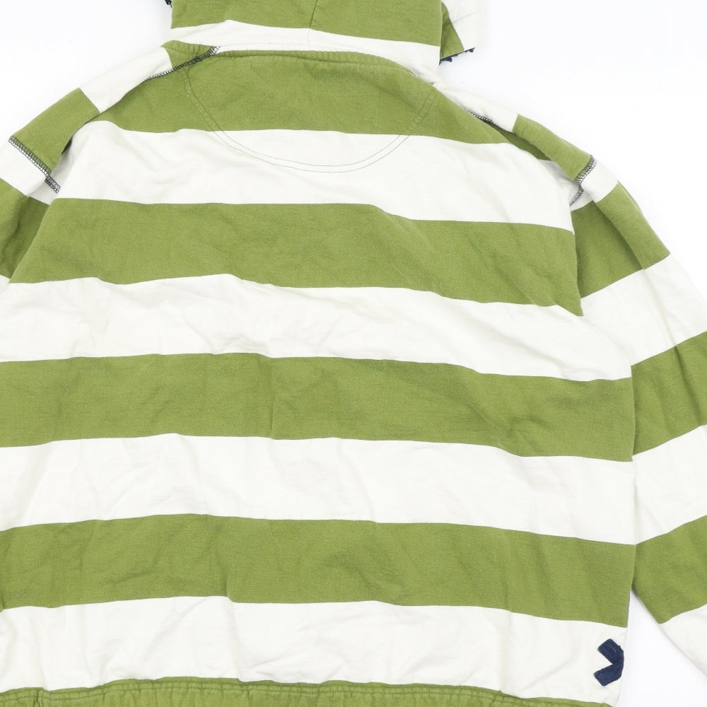 Lazy Jacks Mens Green Striped  Pullover Hoodie Size XL