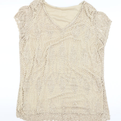 Evans Womens Gold   Basic T-Shirt Size 18